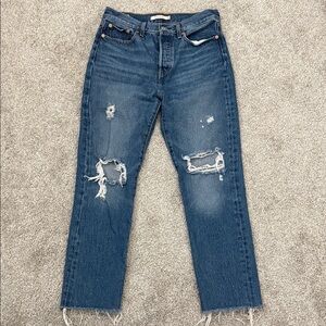 Levi's Blue Distressed Ankle Jeans